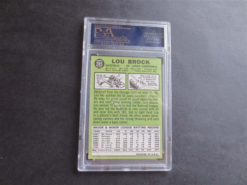 Autographed Lou Brock PSA/DNA Certified 1967 Topps Baseball Card