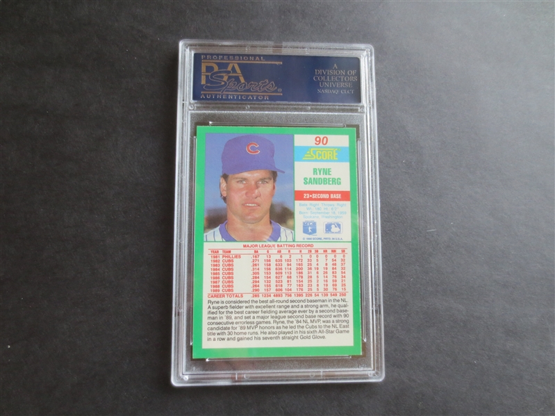 Autographed Ryne Sandberg PSA/DNA Certified 1990 Score Baseball Card