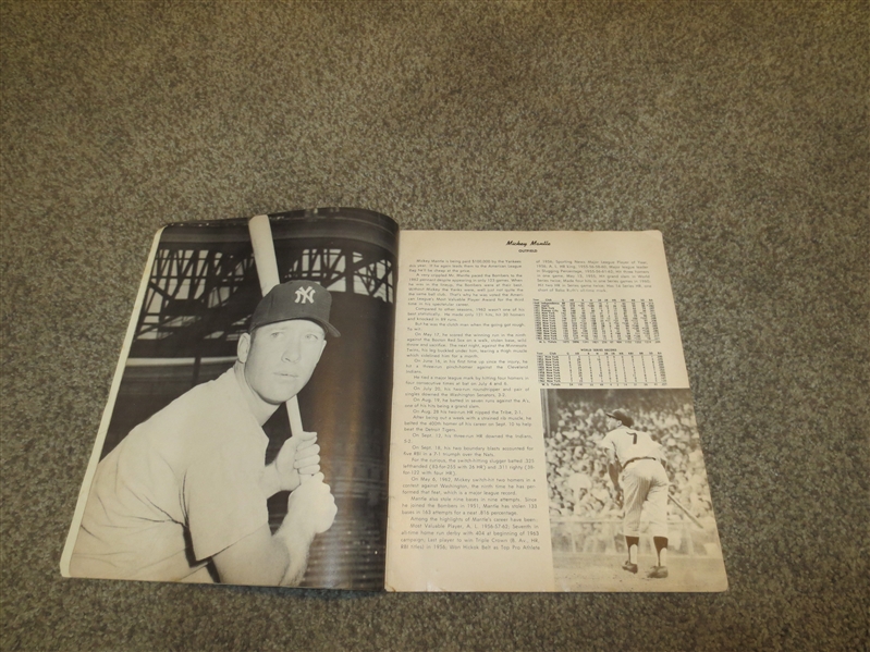 1963 New York Yankees Baseball Yearbook with Mickey Mantle and Whitey Ford