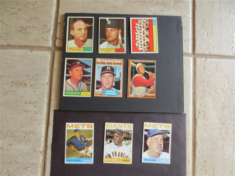 (9) different 1960's Topps Superstar Baseball Cards in varied conditions
