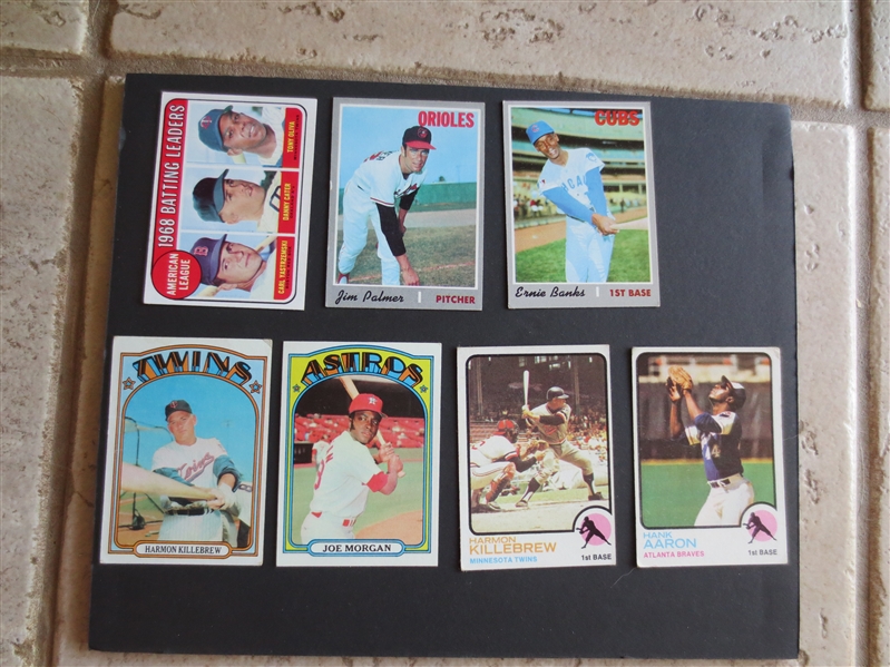 (7) different 1969-73 Topps Hall of Famer Baseball Cards in assorted condition