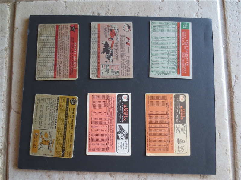 (6) different 1958-66 Topps Superstar Baseball Cards in affordable condition including Mantle, Koufax, and Banks