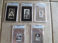 (5) Vintage Movie Star Cards Shirley Temple, Tony Curtis, Sophia Loren, Ekberg, and Montgomery----All GAI graded---from the Hughes Tobacco Find