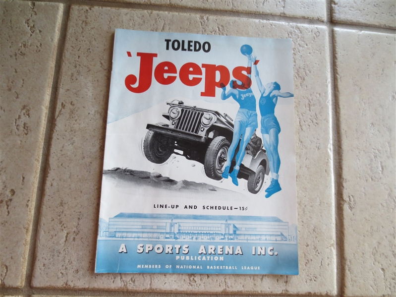 1946-47 Youngstown Bears at Toledo Jeeps NBL Basketball Program---Very RARE!