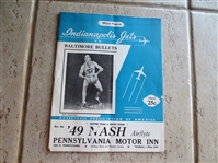 1949 Indianapolis Jets BAA Basketball Program---one year wonder---last year of BAA---Very RARE!