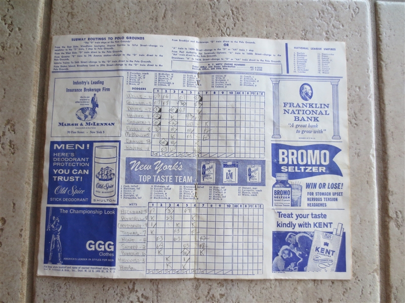 1963 Sandy Koufax Wins Program---Dodgers at Mets---shutout with13 strikeouts