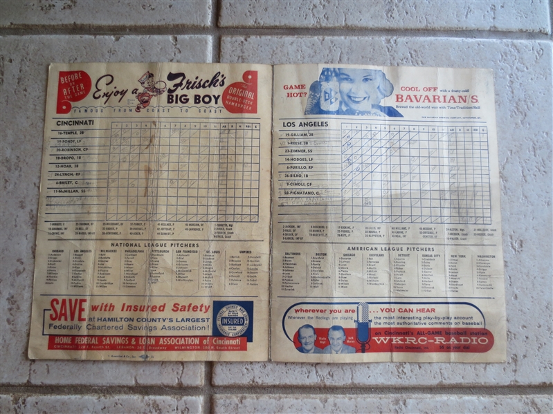 1958 Sandy Koufax Wins Scored Baseball Program---early in his career