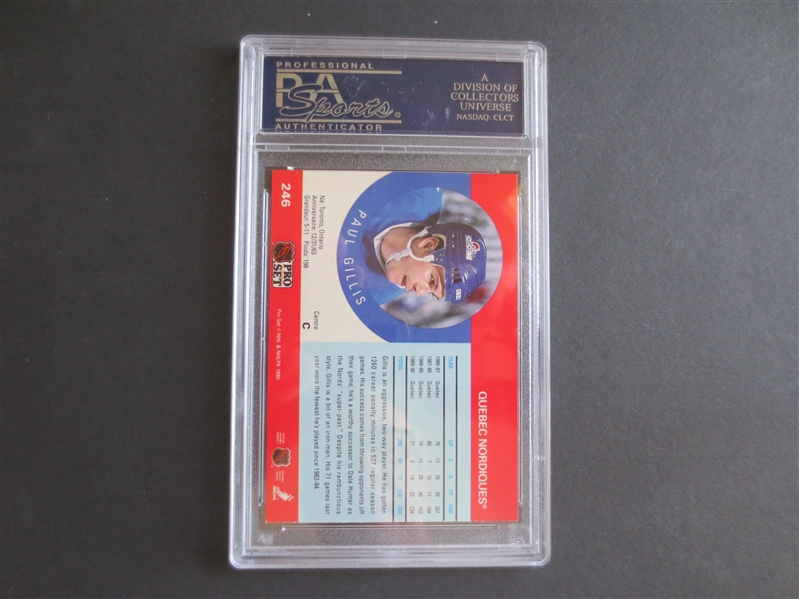 1990 Pro Set Paul Gillis PSA 9 MINT 37 on front, Bloody Nose Hockey Card #246  Tough Error Card to Find Graded!