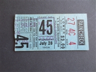 1954 St. Louis Cardinals at New York Giants Baseball Ticket Dusty Rhodes hits three homers and Willie Mays one