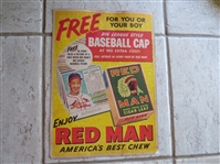 1953 Red Man Baseball Card Cardboard Broadside Advertising Picturing Enos Slaughter
