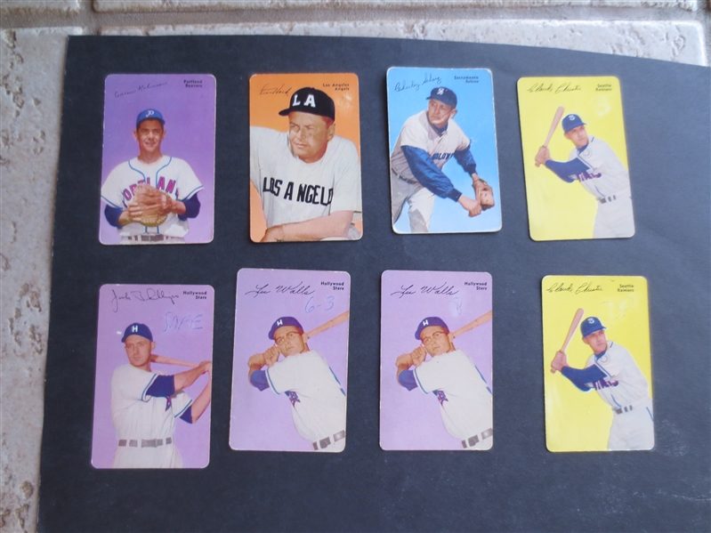 (8) 1953 Mother's Cookies Baseball Cards including Stan Hack and Lee Walls