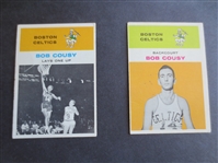 1961-62 Fleer Bob Cousy Backcourt #10 and Lays One Up #49 Basketball Cards in affordable condition