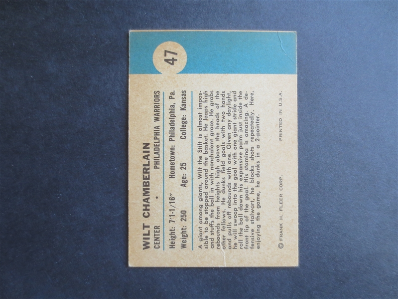 1961-62 Fleer Wilt Chamberlain Dunks Basketball Card #47 in nice shape