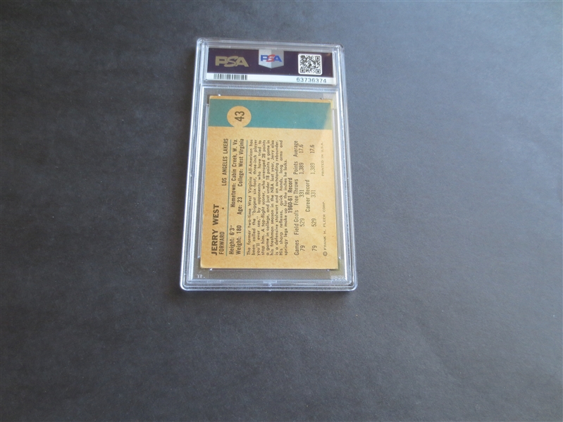 1961-62 Fleer Jerry West PSA 3 vg ROOKIE basketball card #43 in affordable condition!