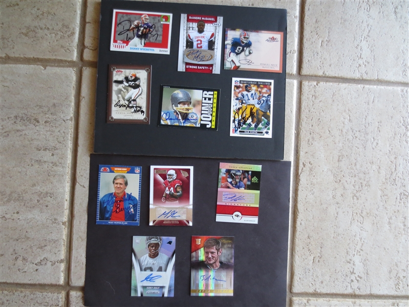 (11) different Autographed Football Cards including Charlie Joiner, Dan Fouts, Raymond Berry, and Ozzie Newsome