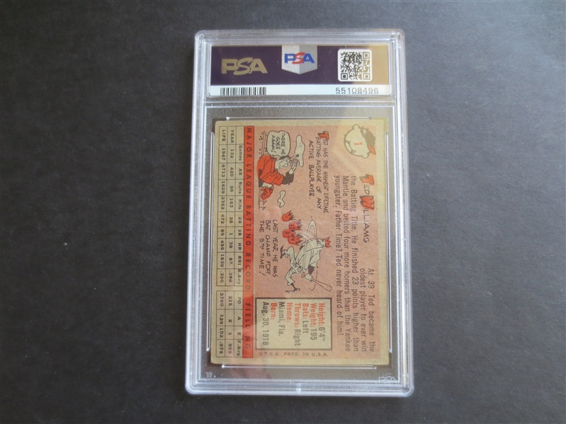 1958 Topps Ted Williams PSA 2 Good baseball card #1 in affordable condition