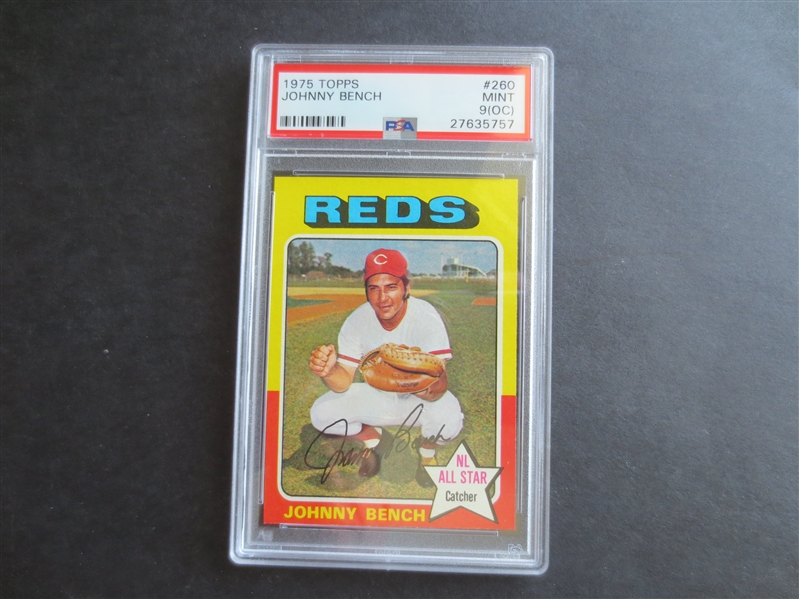 1975 Topps Johnny Bench PSA 9 (OC) Mint baseball card #260  A beauty!