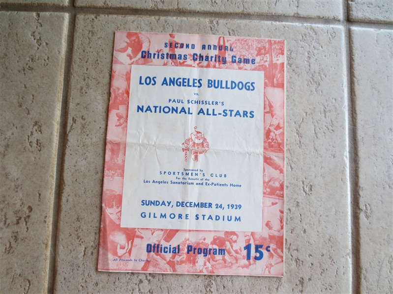1939 Los Angeles Bulldogs vs. Paul Schissler's National All-Stars Football Program