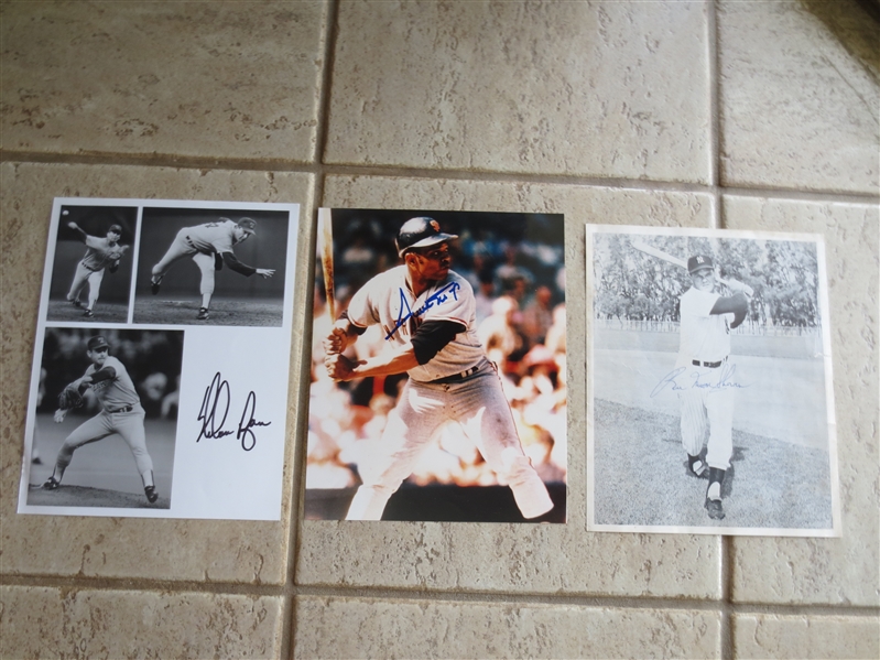 (3) Autographed Photos of Willie Mays, Nolan Ryan, and Bill Skowron
