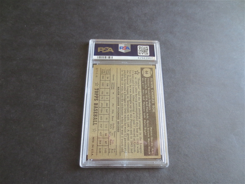 1952 Topps Preacher Roe Black Back PSA 4.5 vg-ex+ Baseball Card Brooklyn Dodger #66