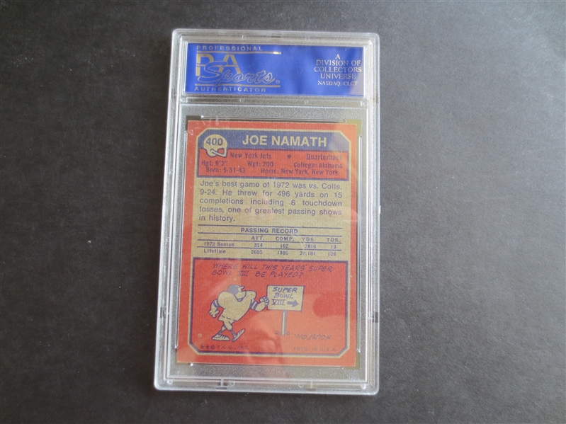 1973 Topps Joe Namath PSA 8 nmt-mt football card #400