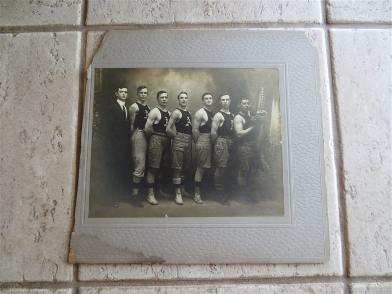 1909-10 Camden Alphas Pro Basketball Champions Cabinet Photo  8 x 10  RARE!