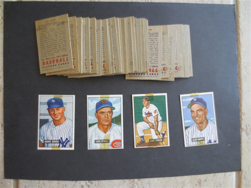 (62) different 1951 Bowman High Number Baseball Cards (#253-324) in affordable condition!