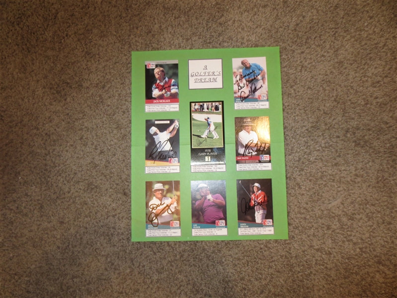 Autographed Pro Set Golf Cards: Nicklaus, Trevino, Palmer, Player, Floyd, January, and John Brodie 