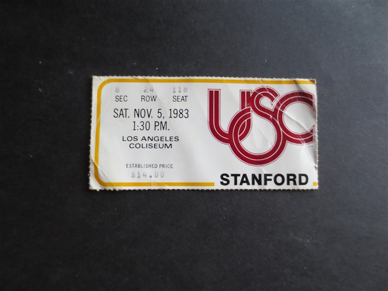 1983 Stanford at USC Football Game Ticket