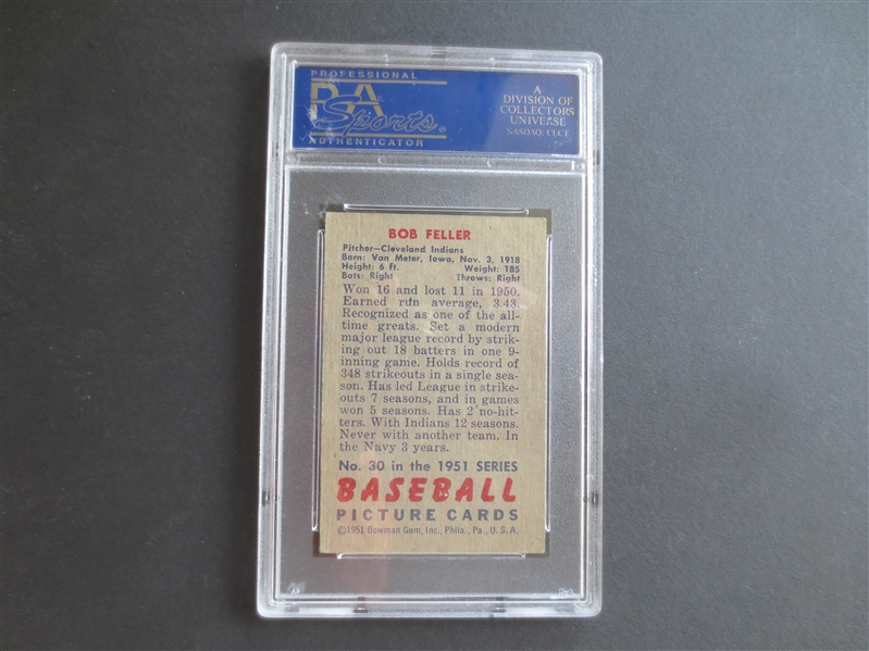 1951 Bowman Bob Feller PSA 5 ex baseball card #30