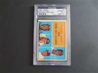 Autographed Hank Aaron 1961 Topps NL Home Run Leader baseball card with autograph PSA/DNA Certified