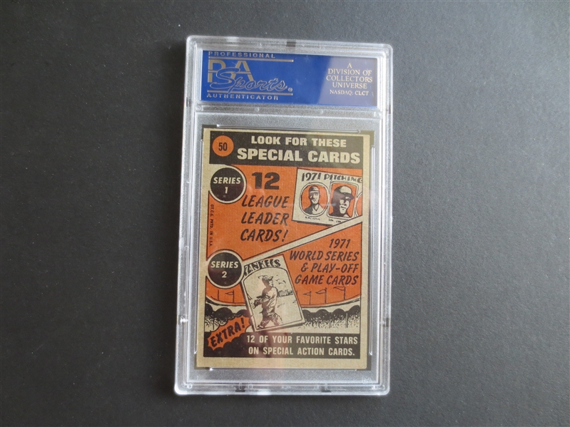 Autographed Willie Mays 1972 Topps In Action baseball card with autograph PSA/DNA Certified