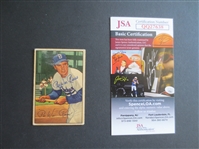 Autographed Pee Wee Reese 1952 Bowman baseball card authenticated by JSA Jimmy Spence