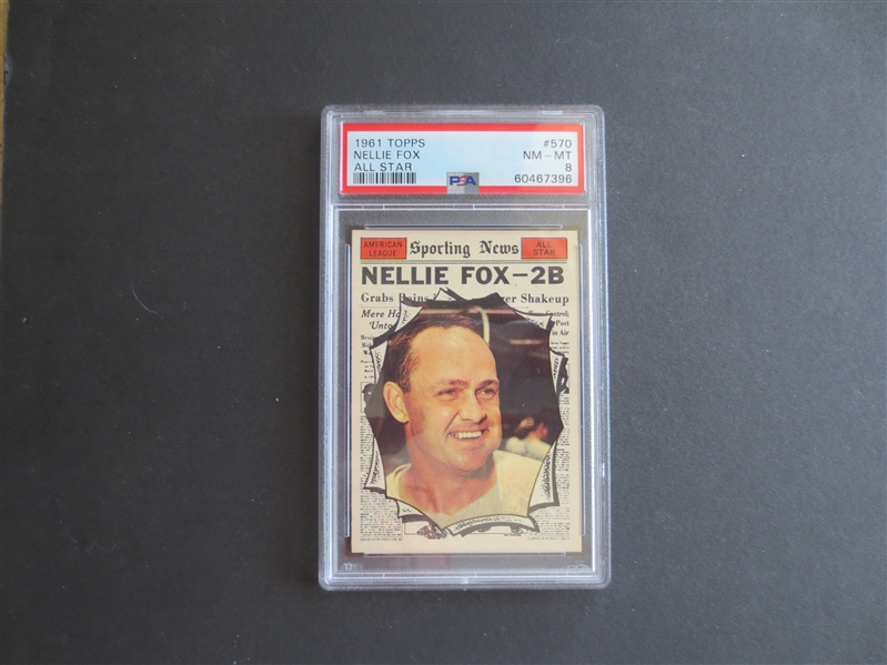 1961 Topps Nellie Fox All Star PSA 8 nmt-mt baseball card #570 with no qualifiers HOFer
