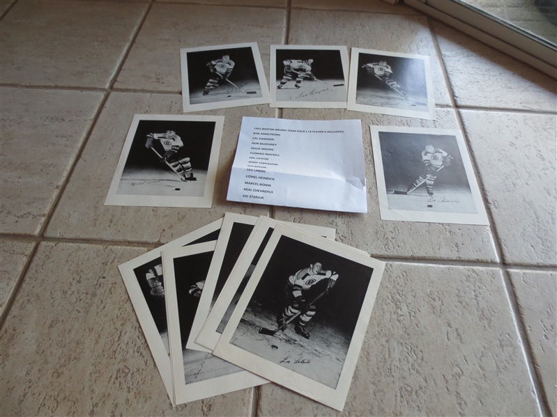 (13) different 1955 Boston Bruins Hockey Team Issue Photos