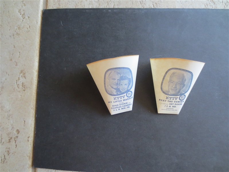 (2) 1950's (?) KTTV Channel 11 TV Advertising Paper Cups: My Little Margie; Beat the Genius