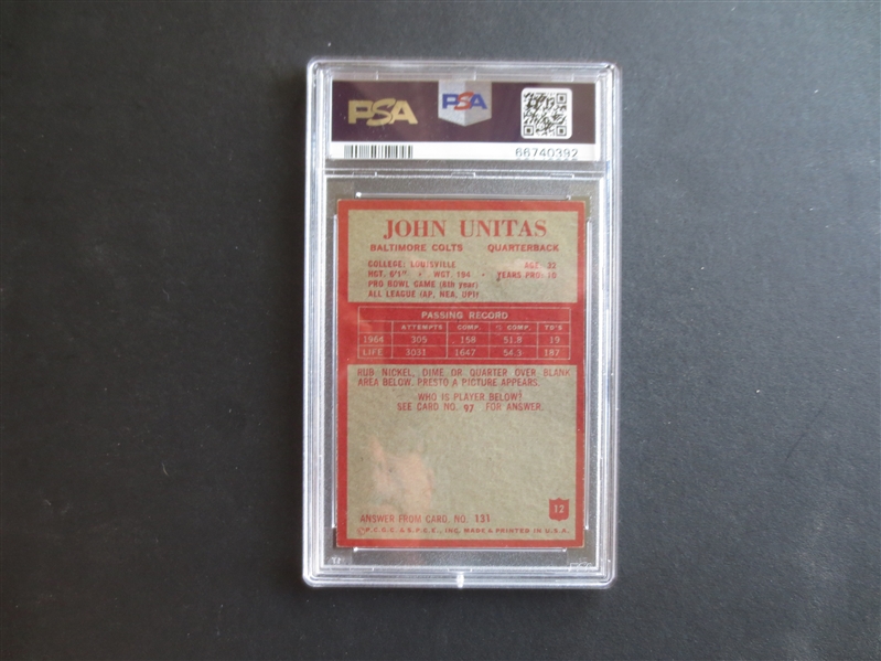 1965 Philadelphia John Unitas PSA 5 Ex football card #12