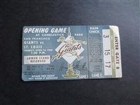 1960 Ticket From the First Game Ever at Candlestick Park St. Louis Cardinals at San Francisco Giants