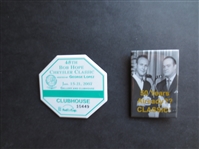 (2) different Bob Hope Classic Golf Pins with Arnold Palmer and George Lopez