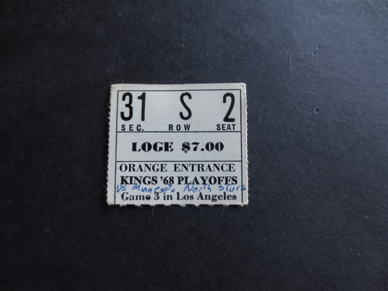 1967-68 NHL Hockey Playoff Ticket---North Stars at Kings---Kings 1st year in NHL!---RARE!