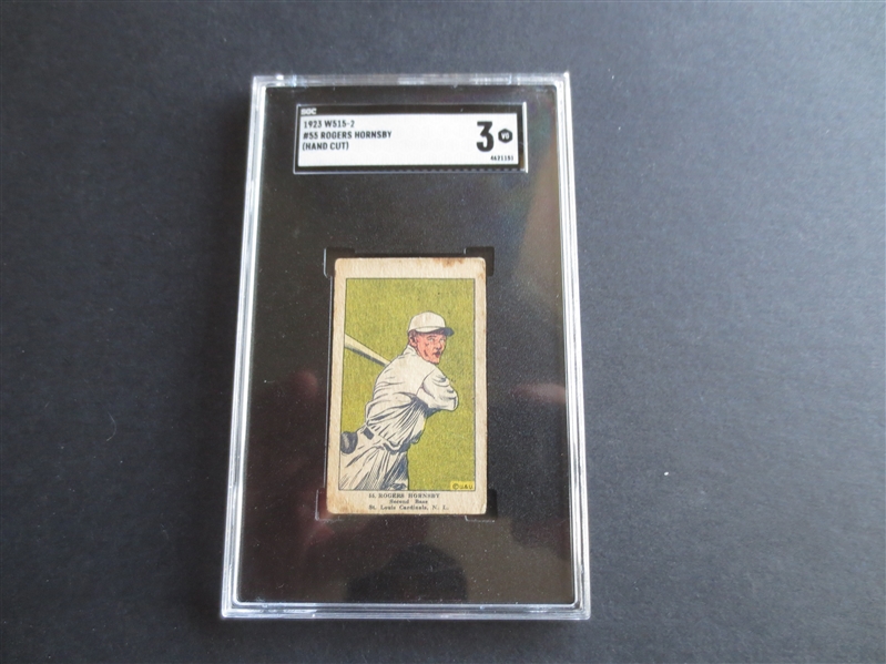 1923 W515-2 Rogers Hornsby SGC 3 VG Baseball Card #55  Hall of Famer