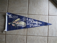 1966 World Series Los Angeles Dodgers vs. Baltimore Orioles Full Size Pennant  Sandy Koufax last year!