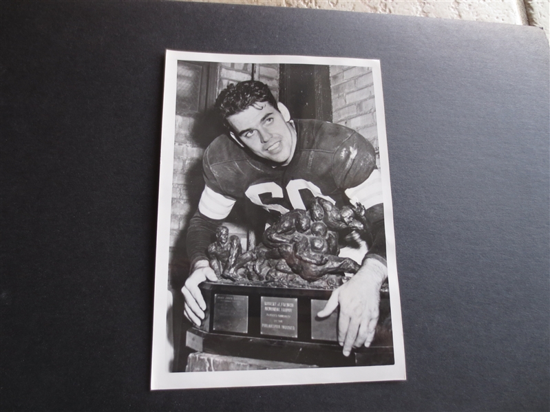 1950 Otto Graham Football Type 1 Acme News Pictures Wire Photo with Best Player in the Game Trophy