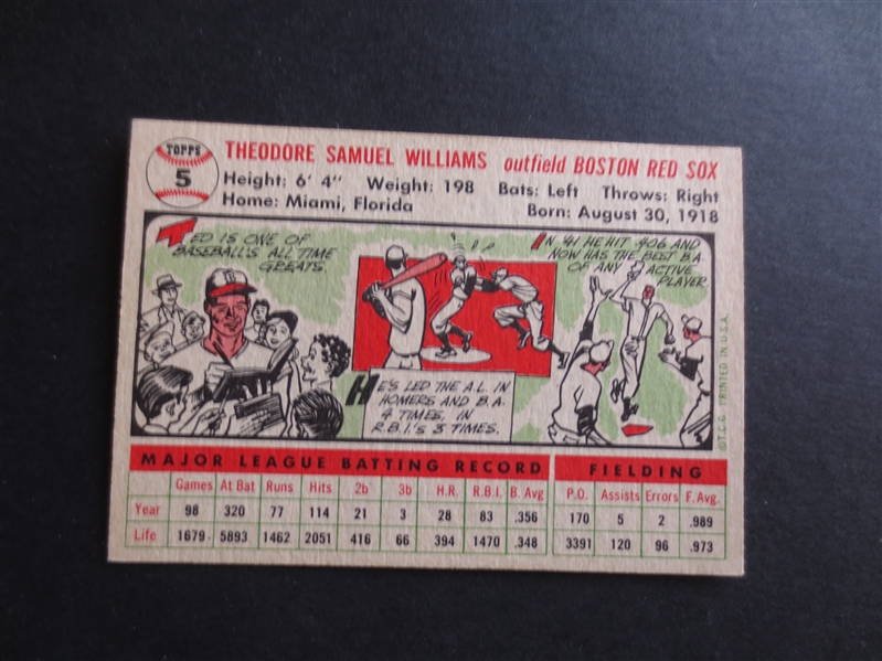1956 Topps Ted Williams Baseball Card in Beautiful Condition #5