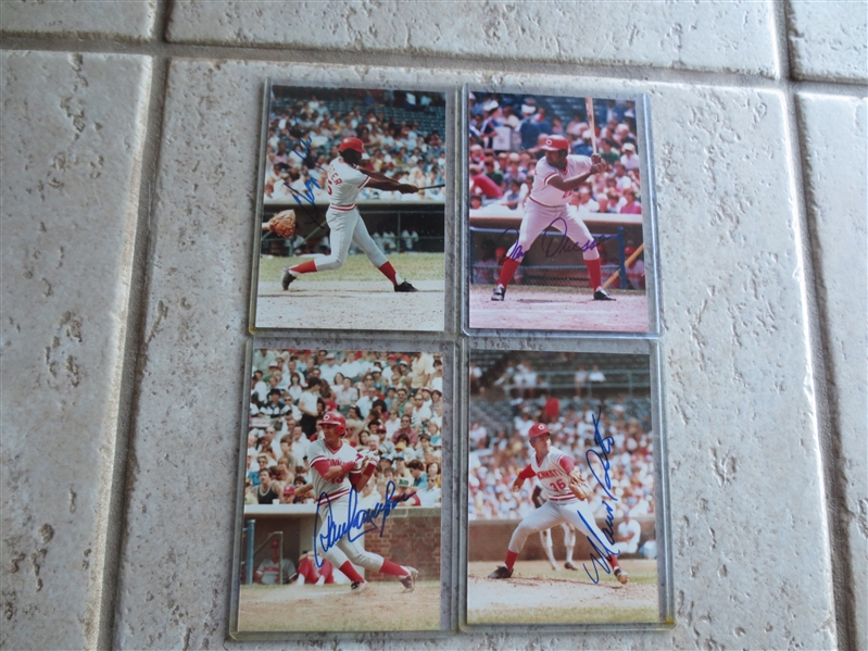 (4) Autographed 1970's Cincinnati Reds Photos by Jack Wallin including George Foster