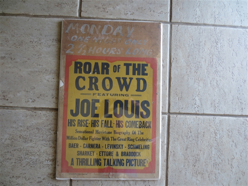 1953 Joe Louis Boxing Cardboard Movie Broadside Roar of the Crowd  22 x 14