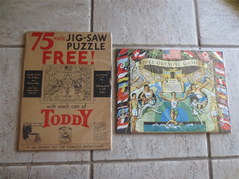 1932 Olympic Game Puzzle and Advertisement Toddy Energy Food for Children RARE!