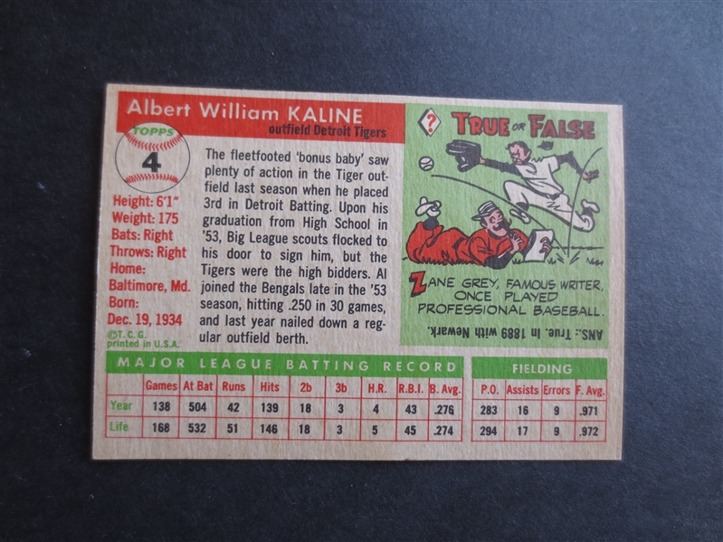 1955 Topps Al Kaline Baseball Card #4 in great shape!