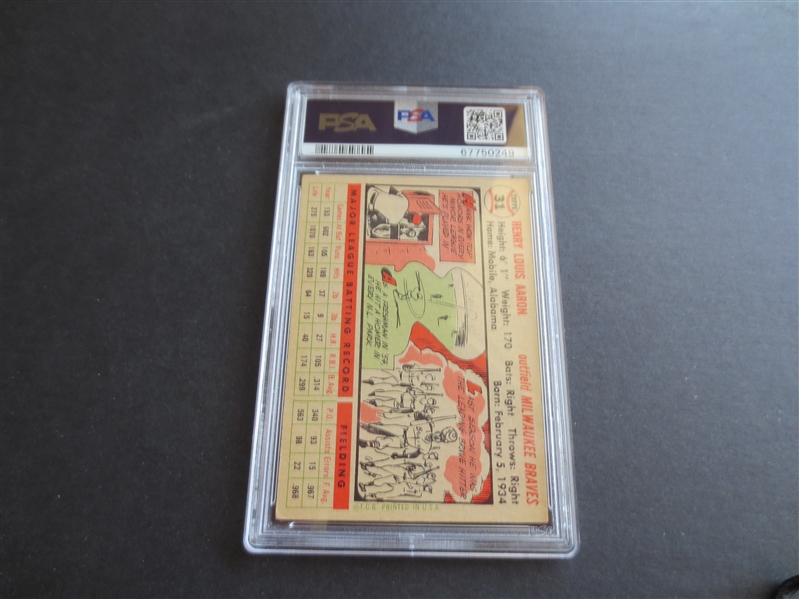 1956 Topps Hank Aaron White Back PSA 3 VG Baseball Card #31