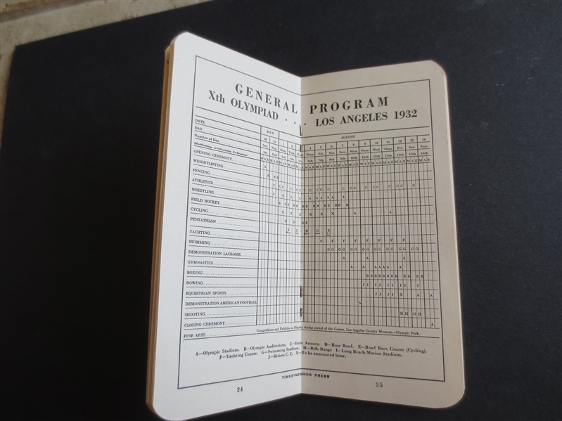 1932 Gilmore Vest Pocket Manual of the Olympic Games Los Angeles